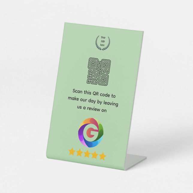 Panneau de table Google Avis | Présentoir Code QR (Recto)