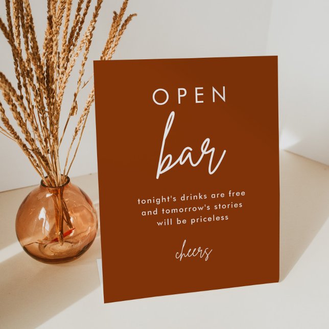 Panneau de table Open Bar Mariage en terre cuite (Créateur téléchargé)