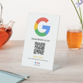 Panneau de table pour avis Google sur l'entreprise