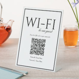Panneau de table standard simple Wi-Fi blanc QR Co