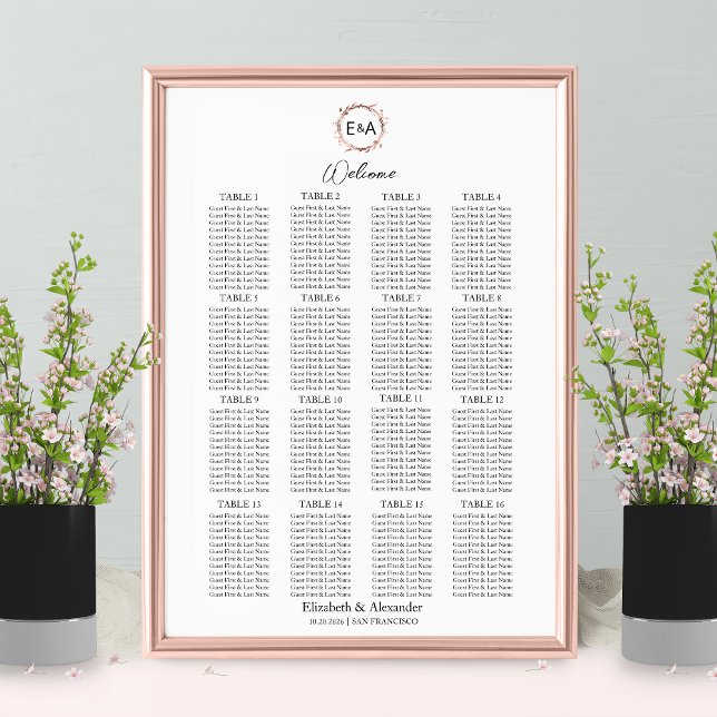 Panneau de tableau de siège de mariage à monogramm (Créateur téléchargé)
