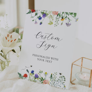 Panneau de texte personnalisé Champs de fleurs sau