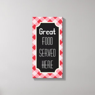 Panneau de toile en gingham rouge Great Food