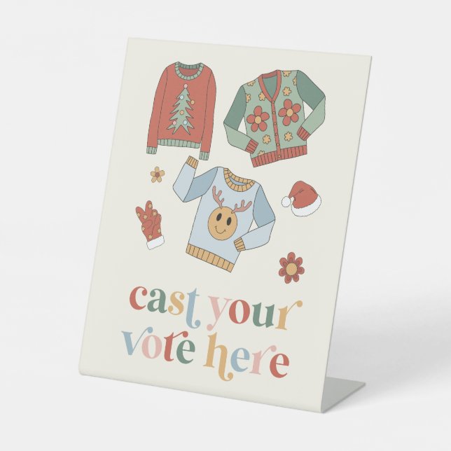 Panneau de vote du concours de pull moche de Noël  (Recto)
