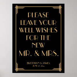 Panneau d'or Black Art Déco Gatsby 18x24