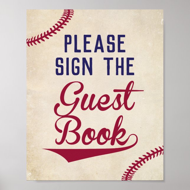 Panneau du Baby shower de baseball du livre d'or (Devant)