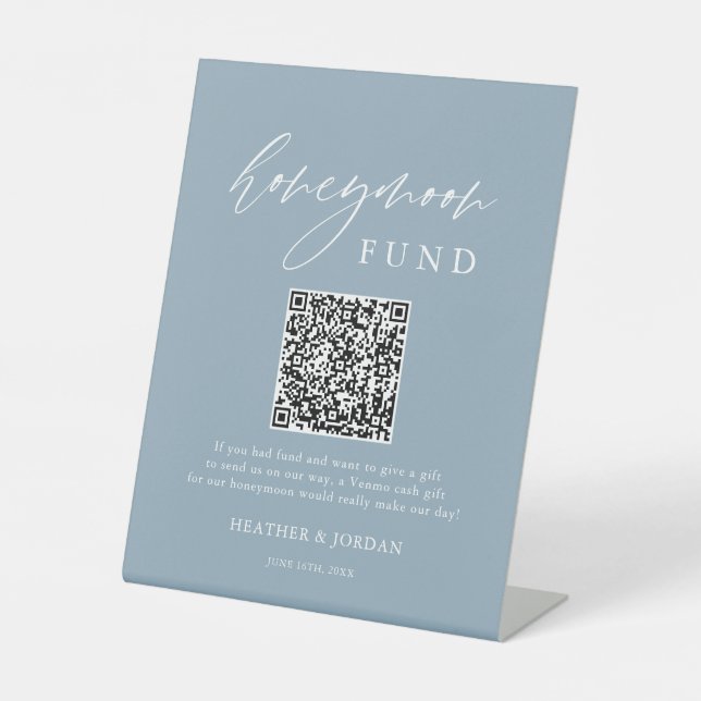 Panneau du code QR Dusty Blue Honeymoon Wish (Recto)