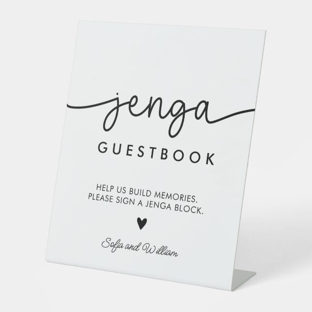 Panneau du livre d'hôtes mariage Jenga (Recto)