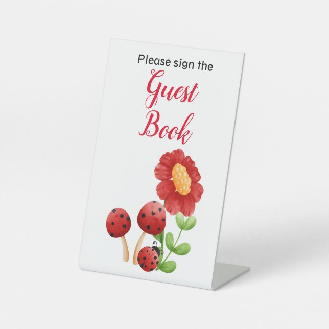 Panneau du livre d'or du baby shower Ladybug (Recto)