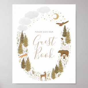 Panneau du livre d'or du Baby shower Woodland