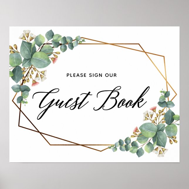 Panneau du livre d'or Mariage Eucalyptus (Devant)