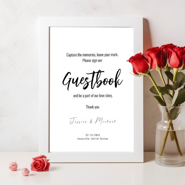 Panneau du livre d'or mariage Minimalist Elegant (Wedding guestbook poster  fully customizable from The Elegance Collection. )