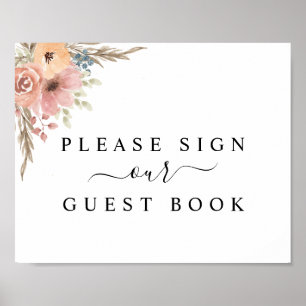 Panneau du livre d'or vintage Dusty Rose Peach Flo