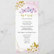 Panneau du menu de la fête des papillons floraux v