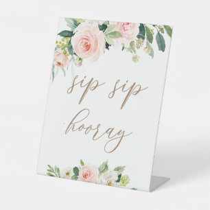 Panneau Élégant Blush Floral Sip Sip Hooray