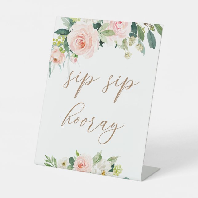 Panneau Élégant Blush Floral Sip Sip Hooray (Recto)