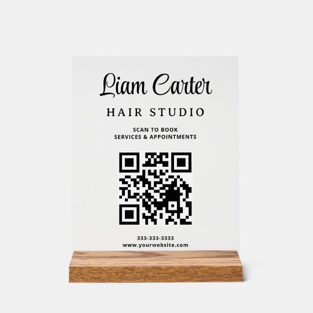 Panneau en acrylique blanc code QR écriture (Recto)
