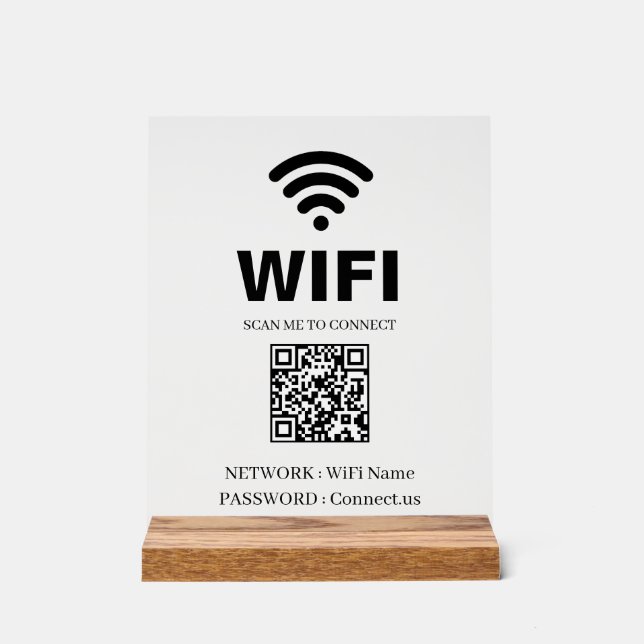 Panneau en acrylique blanc code QR WiFi (Recto)