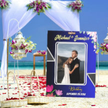 Panneau en toile étanche Floral bleu Mariage Bienv