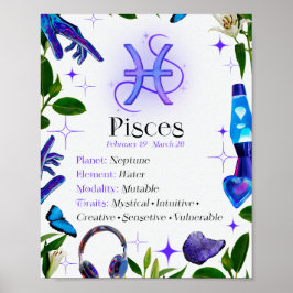 Panneau étoile Pisce Zodiac Y2K Blanc 4:5 Poster