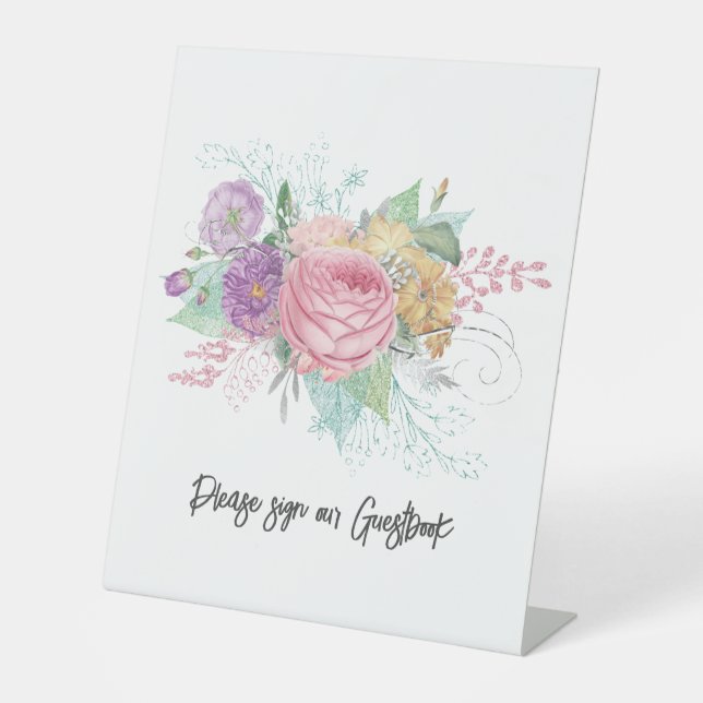 Panneau Floral Notre Mariage Guestbook (Recto)