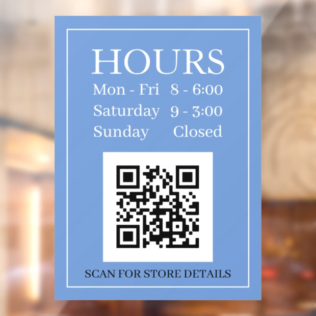 Panneau Heures d'Ouverture, Code QR, Message Bleu  (Feuille 2)