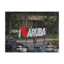 Panneau "J'aime Aruba", Photographie, Carte postal