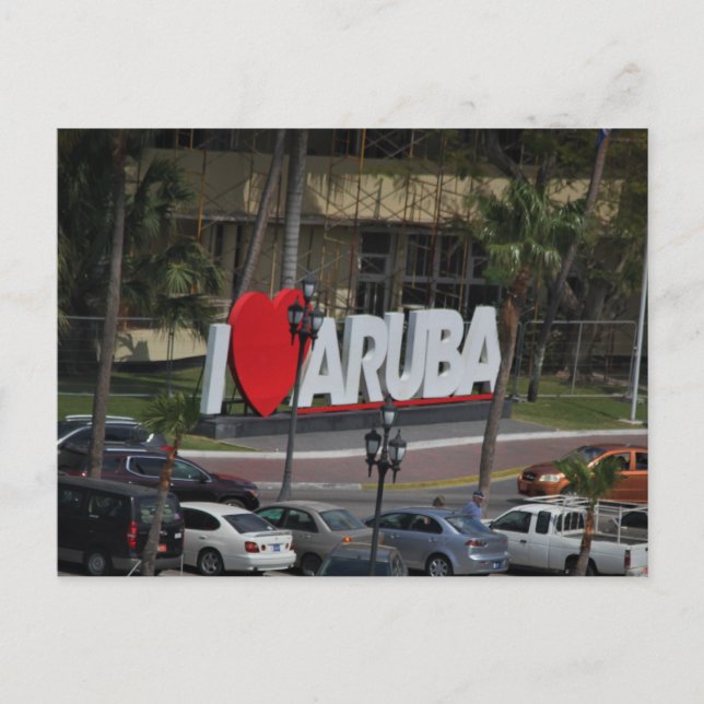 Panneau "J'aime Aruba", Photographie, Carte postal (Devant)