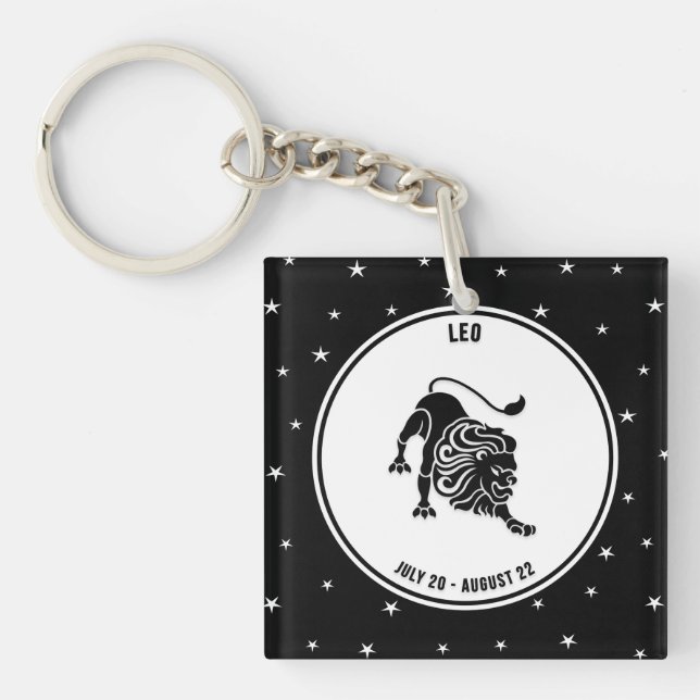 Panneau Leo Zodiac, Porte - clé noir et blanc (Devant)
