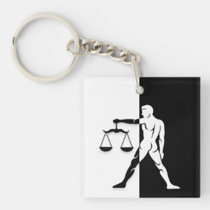 Panneau Libra Zodiac, Porte - clé noir et blanc