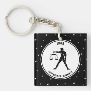 Panneau Libra Zodiac, Porte - clé noir et blanc
