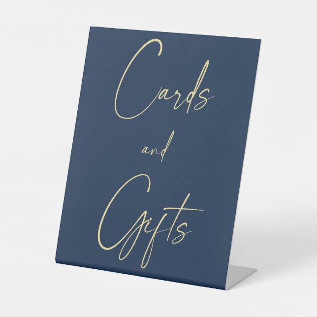 Panneau mariage Bleu et Or Cartes et Cadeaux (Recto)