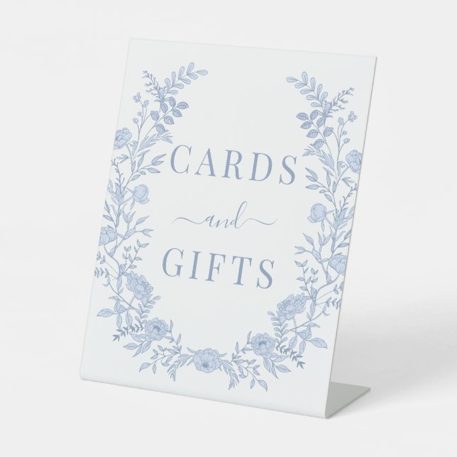 Panneau Mariage Bohème Bleu Cartes et Cadeaux Flor (Recto)