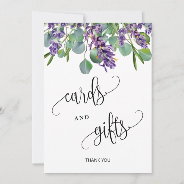 Panneau Mariage Cartes et Cadeaux Eucalyptus Laven (Devant)