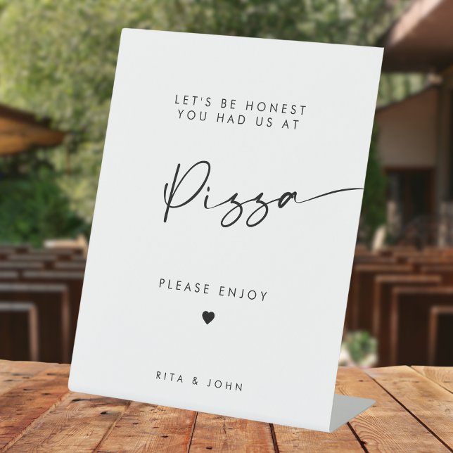 Panneau Mariage Chic Moderne Calligraphie Pizza Ba (Créateur téléchargé)