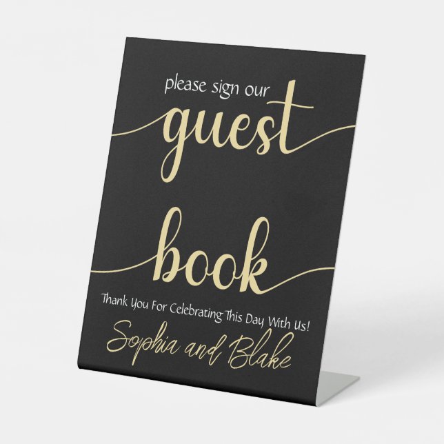 Panneau mariage du livre d'hôtes Noir et Or (Recto)