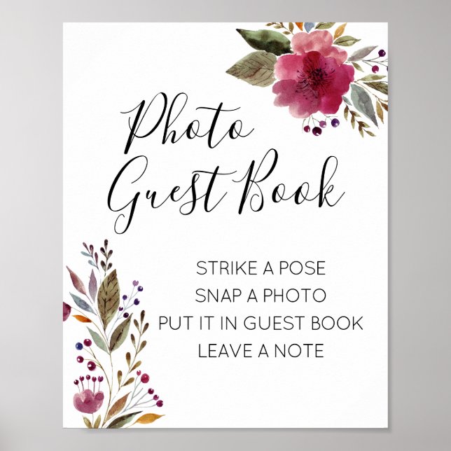 Panneau Mariage du livre d'or Photo Florale (Devant)