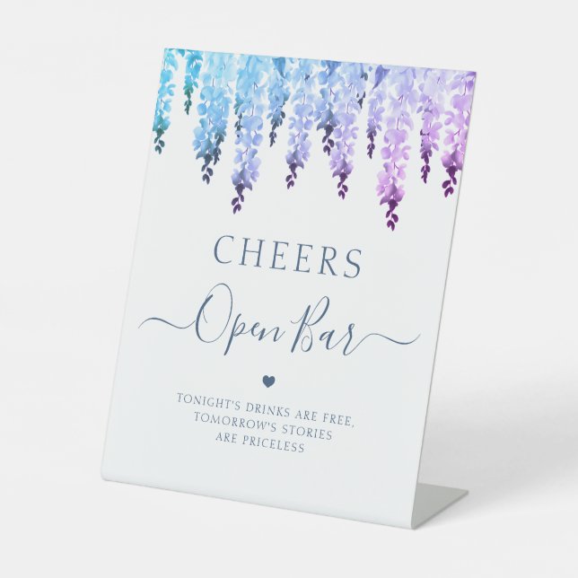 Panneau Mariage Open Bar Aquarelle Wisteria Floral (Recto)