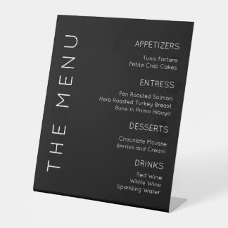 Panneau Menu moderne MariageMenu, Panneau Menu noi