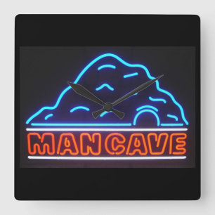 Panneau néon Homme Cave Horloge murale