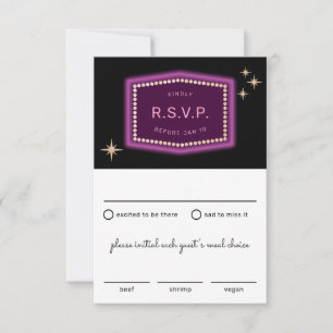 Panneau Neon Vegas Mariage RSVP avec choix de repa