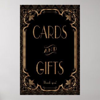 Panneau Noir Grand Gatsby Art Déco Cartes & Cadeau