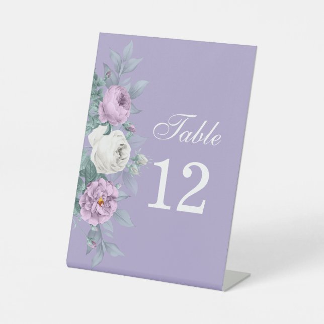 Panneau Numéro de la table de Mariage violet Laven (Recto)