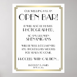 Panneau Open Bar Art Déco Gatsby Blanc Et Or 18x24