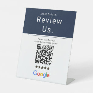 Panneau QR Code Avis Realtor Bleu Classique Gras 