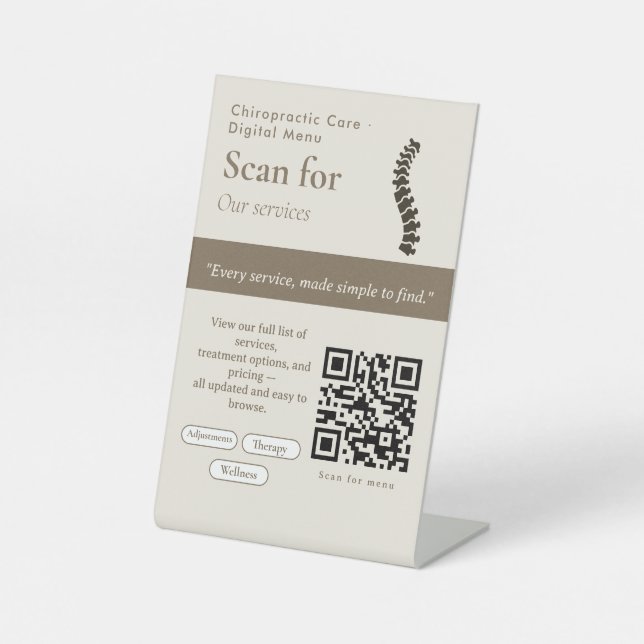 Panneau QR Code de Menu Neutre | Menu Numérique  (Recto)