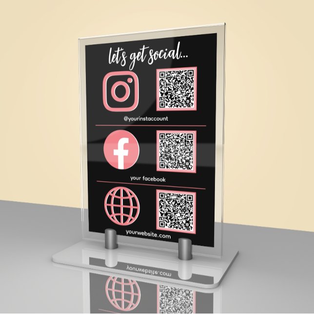 Panneau Réseau Social | Carte de Table QR Code pou (Créateur téléchargé)