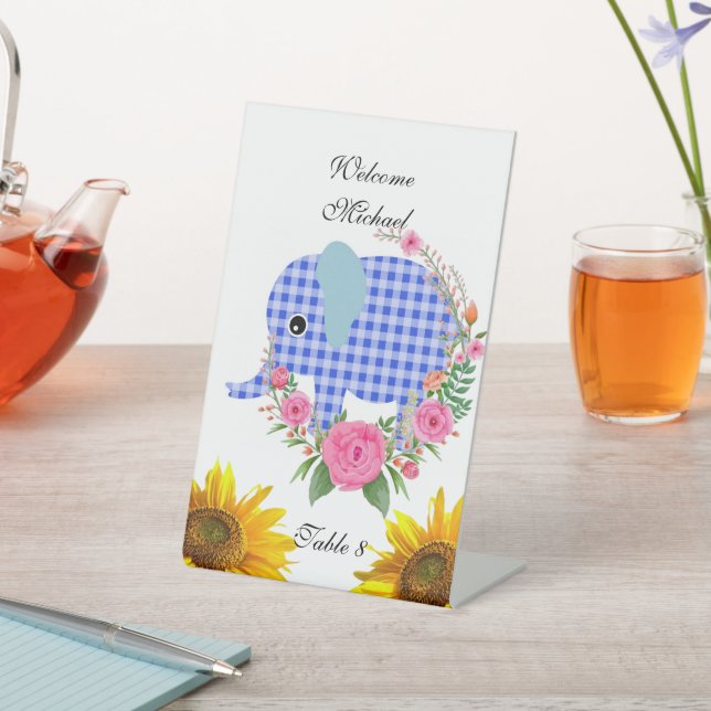 Panneau Rose bleu éléphant Floral (In SItu)