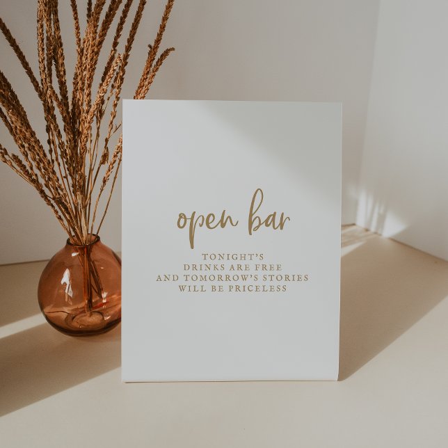 Panneau Rustique Gold Script Open Bar (Créateur téléchargé)