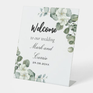 Panneau vert feuille Eucalyptus mariage Pedestal